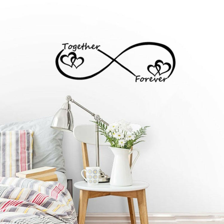 Infinity-style wall decal with Together Forever and heart icons, black outline
