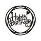 Black circular Happy Birthday metal die with ring border and cutout lettering