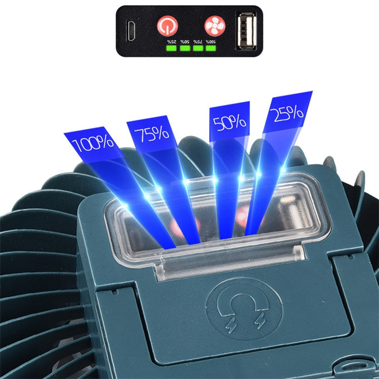 Fan lamp control panel with power button and battery level indicator
