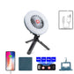 White circular USB fan lamp with tripod legs, center fan grille, and LED ring