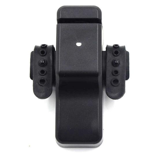 Black electronic fishing alarm bell with side mounting brackets and front button panel