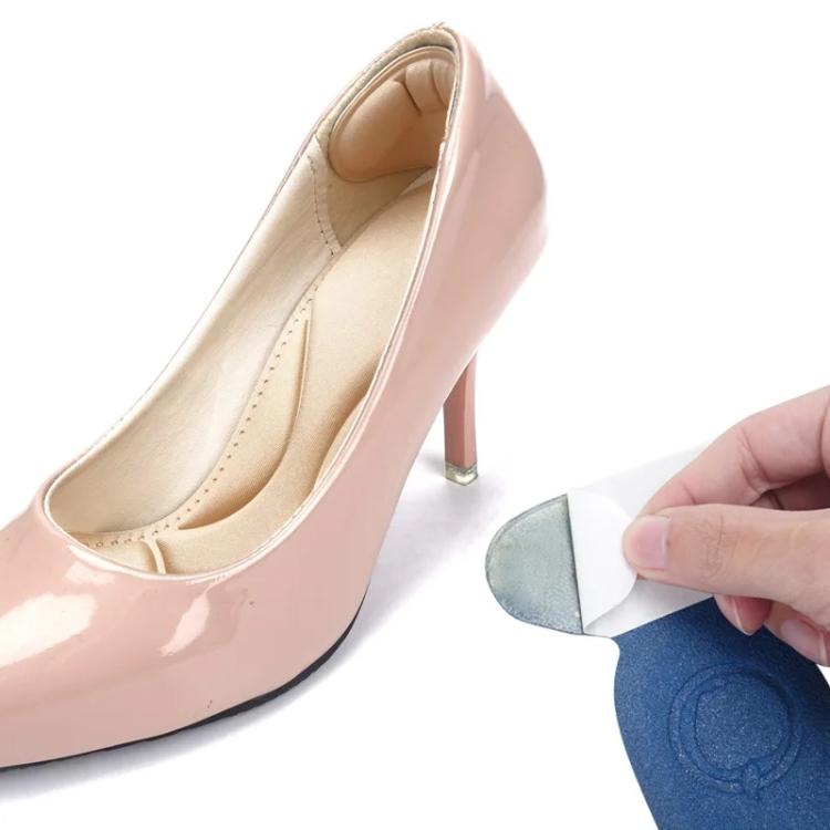 Beige high-heel back heel inserts with peel-off anti-slip backing, 8D pad