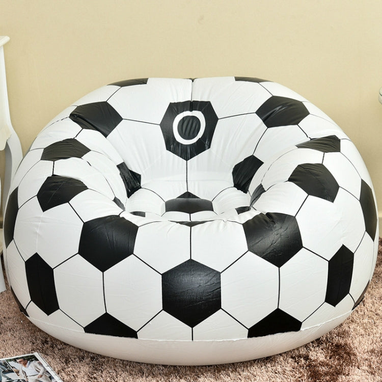Inflatable single lounge chair with black-and-white soccer ball print