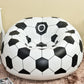 Inflatable single lounge chair, front-facing black-and-white soccer ball design