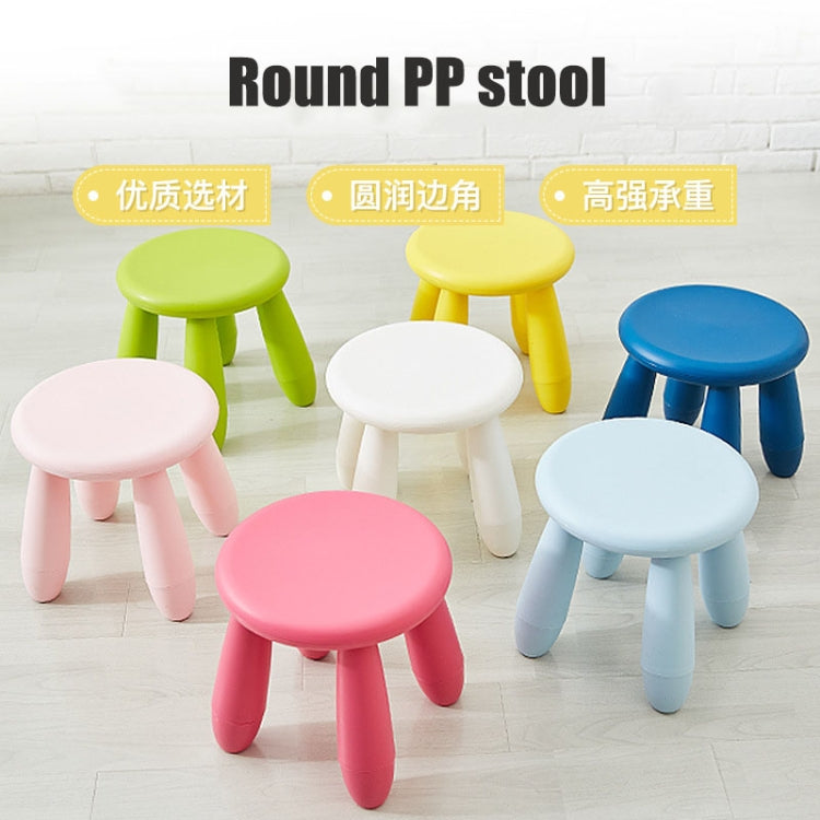 Set of round PP plastic children’s stools in multiple colors with three legs