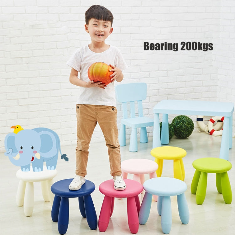 Colorful round plastic stools with three short legs for children
