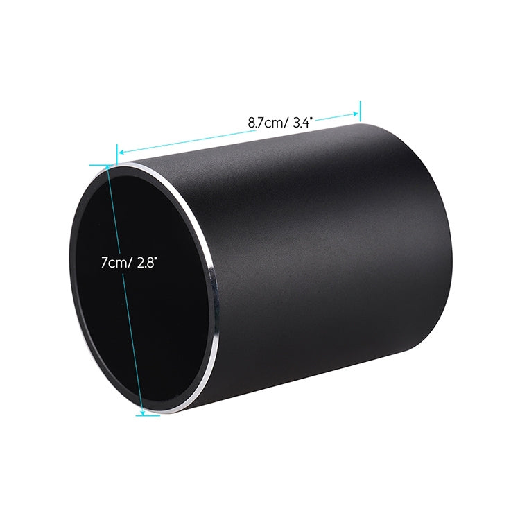 Black round aluminum pencil holder cylinder with open top