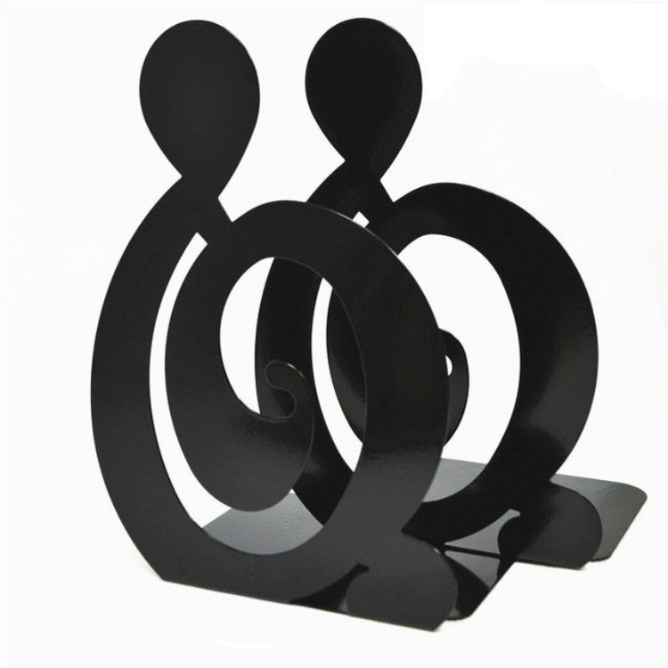 Black metal letter-style bookmark and book stand, set of two