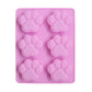 Pink silicone paw-print soap mold tray with six raised paw cavities