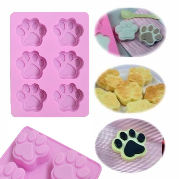 Pink silicone paw-print soap mold set with six cavities and paw-shape designs