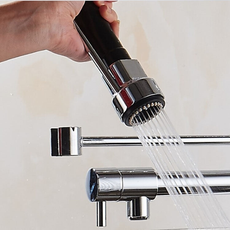 Handheld chrome faucet spray nozzle head with black ABS body, water stream