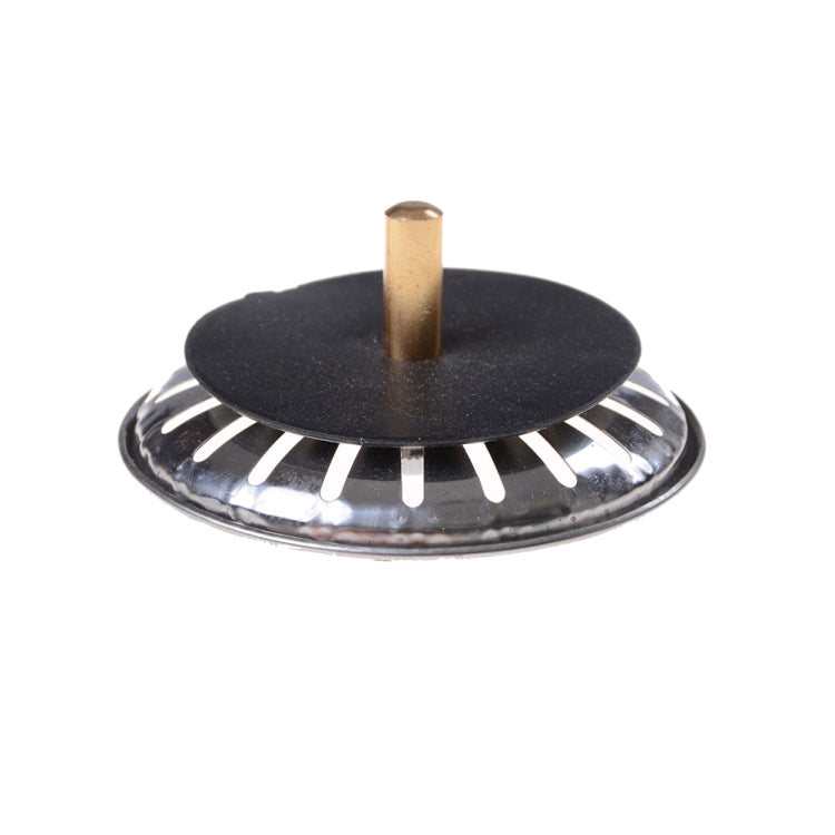 Stainless sink flume cover with black rubber cap and center post
