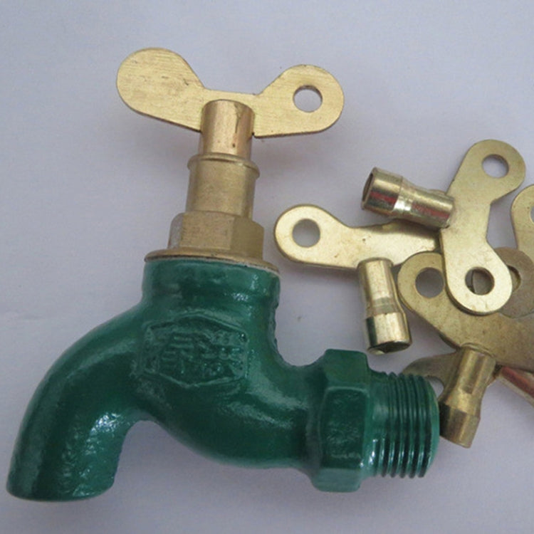 Solid brass faucet lock keys with green radiator valve and threaded connection