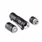 Black penlight LED flashlight with metal lens head and tail cap