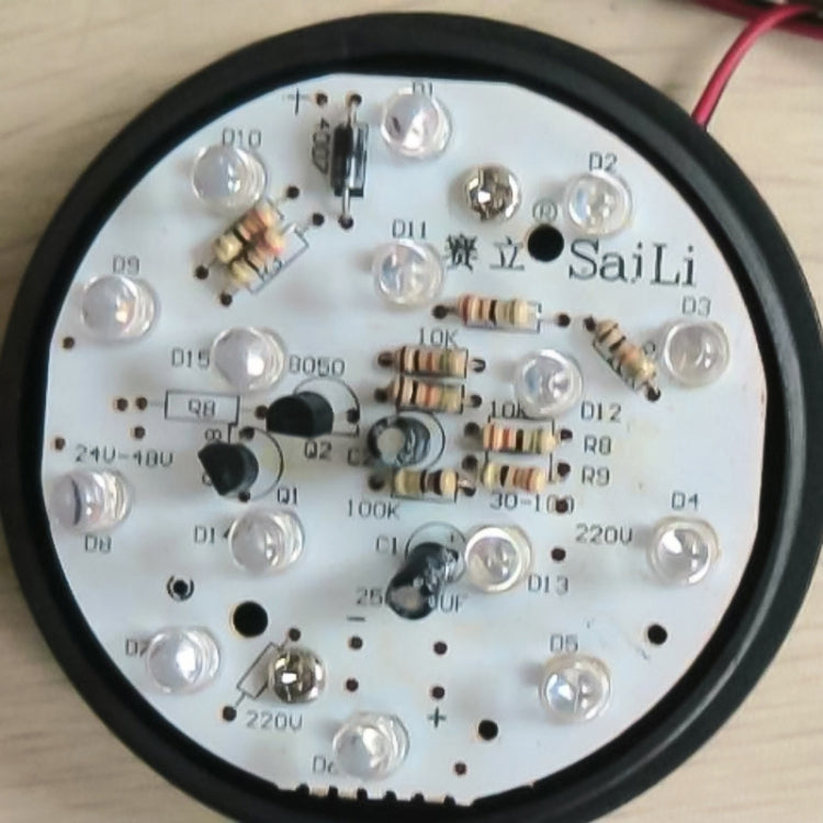 Mini LED strobe warning light circuit board with electronic components