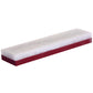 White sharpening stone with maroon base strip, long edge profile