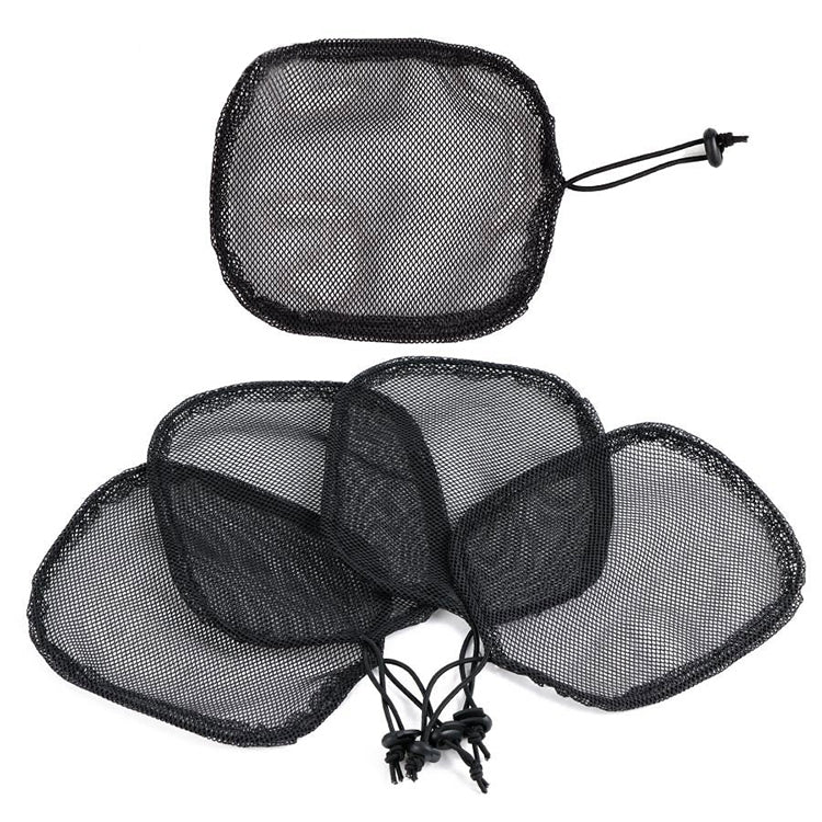 Black mesh wig cap for ponytail, flat net with drawstring tie ends