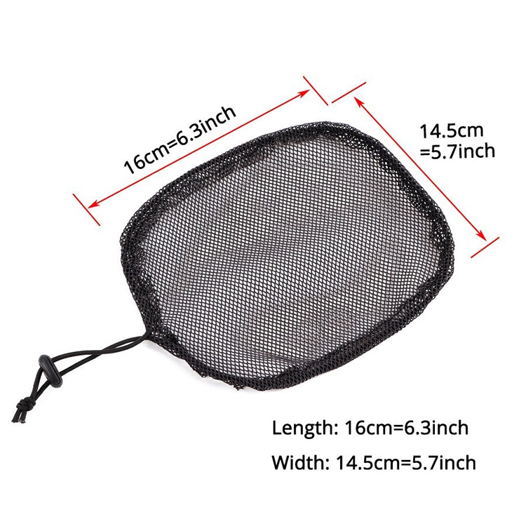 Black mesh ponytail wig net cap, oval shape with drawstring cords