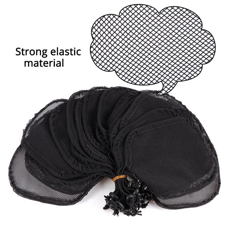 Black wig ponytail hair net set with elastic mesh and multiple loop ties