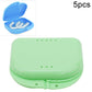Green perforated storage box with hinged lid and ventilation holes on top