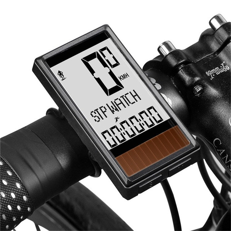 WEST BIKING bike speedometer with digital screen and solar cell panel, black housing