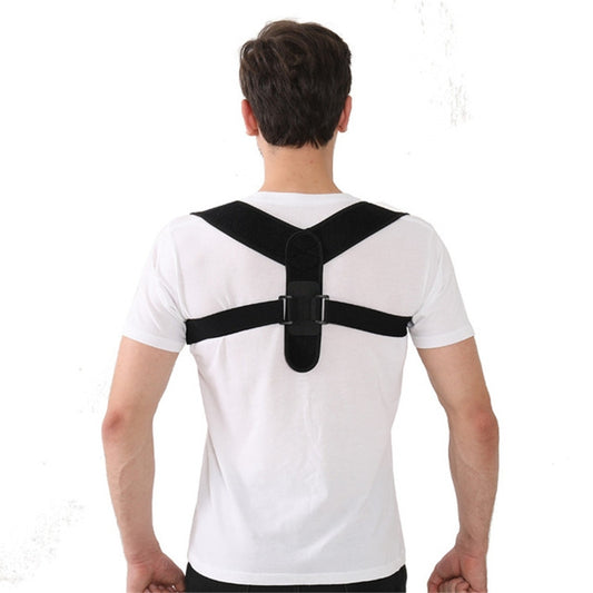 Black posture correction belt with back Y-strap and central shoulder pad