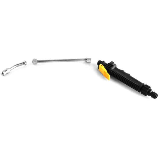 Stainless steel pressure washer spray wand with black handle and yellow trigger