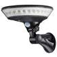 Black solar wall light with angled mount, frosted LED lens and motion sensor