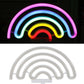 Rainbow neon night light with glowing concentric rainbow arcs on white base