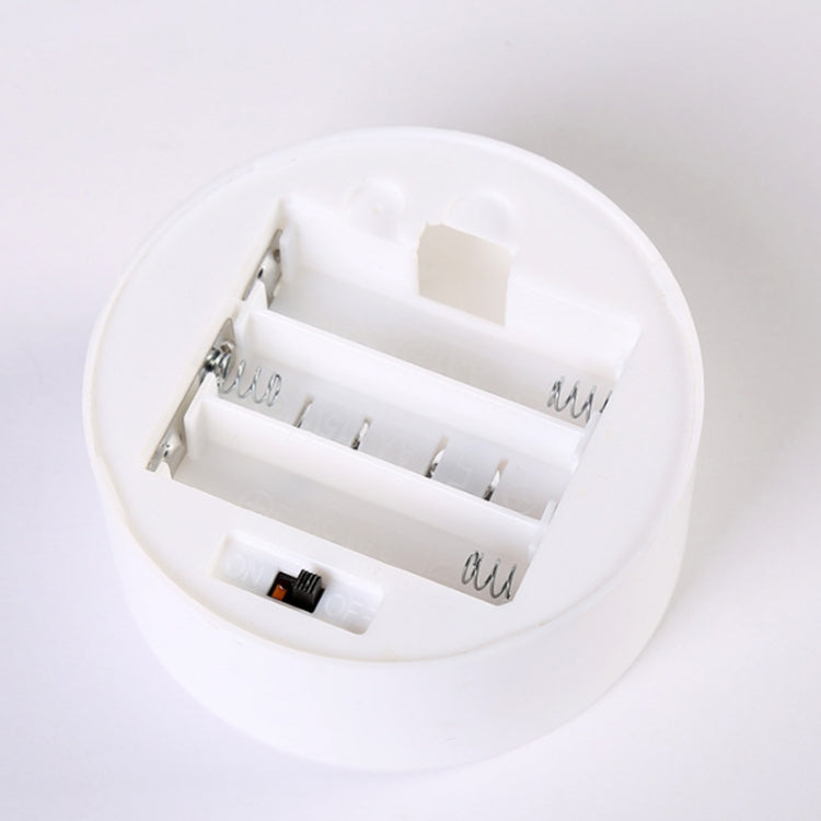 Rainbow neon light battery compartment with spring contacts inside white round housing