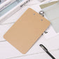 Flat kraft hardboard clipboard with metal clip and hole corners