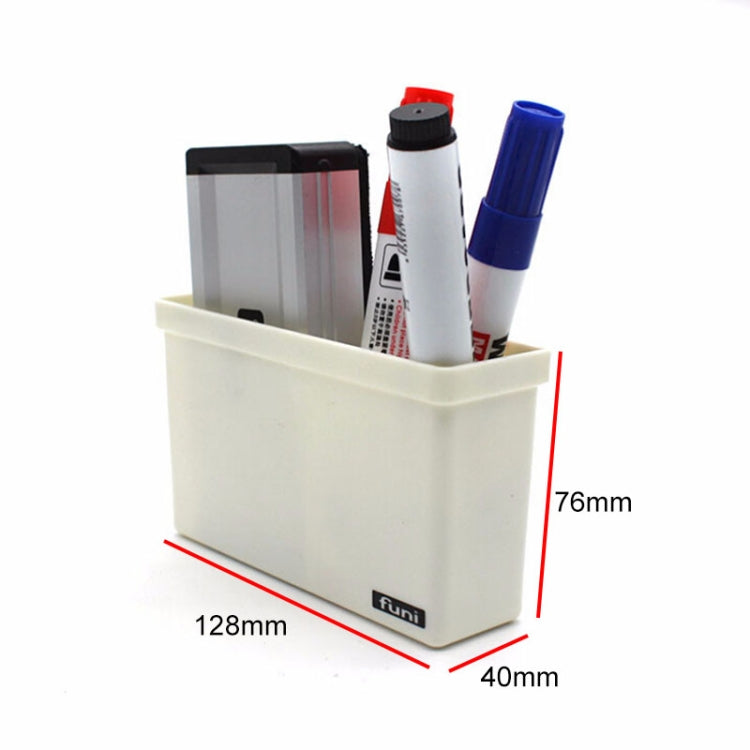 White magnetic storage box with chalkboard panel, 128×76×40mm