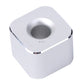 Silver metal pencil holder with one circular slot and glossy trim