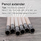 Set of wood pencil extenders with silver metal rings, multiple pieces