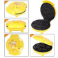 Mini double-sided baking machine, yellow body with hinged lid and open black mold plates