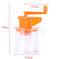 Manual soybean juicer machine, orange press on clear jug with handle and spout