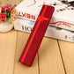 Red rectangular necklace gift box with ribbon bow, closed