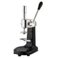 Black espresso tamper press machine with tall stainless steel plunger handle