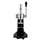 Black and silver coffee tamper press machine with upright lever and stable base