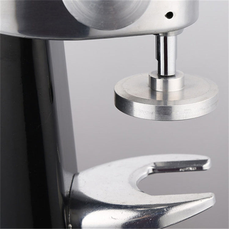 Stainless steel tamper plate and central piston on a coffee press machine