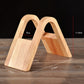 Wooden V-shaped filter holder with size guides: 11.6cm, 17.6cm, 7.9cm