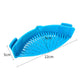 Blue silicone strainer clip for pots, perforated design with 22cm length and 9cm width