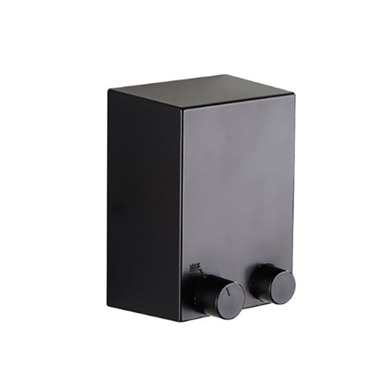Retractable wall-mounted clothesline hanger with matte black housing and two round knobs