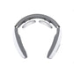 Gray and white neck massager collar with curved pads and silver side connectors.