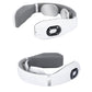 White neck massager collar with built-in control unit and dark side grip pads.