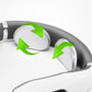 Neck massager collar with visible electrode pads on the inner surface, plus arrows.