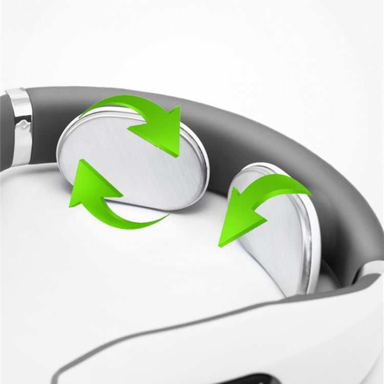 Neck massager collar with visible electrode pads on the inner surface, plus arrows.
