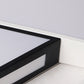 Ceiling lamp corner detail with black inner bar and white circular outer ring