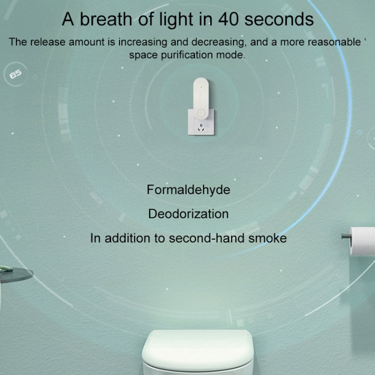 Mini anion air purifier, white plug-in unit icon with light ring effect