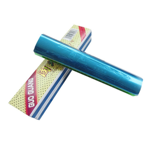 24-hole harmonica with blue casing and green hole grid